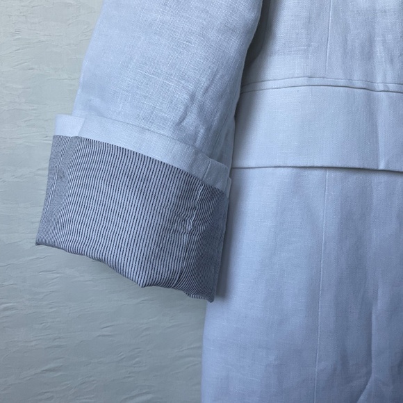 Banana Republic White Linen Blazer Double Breasted Summer Jacket Size 12 - Picture 10 of 15